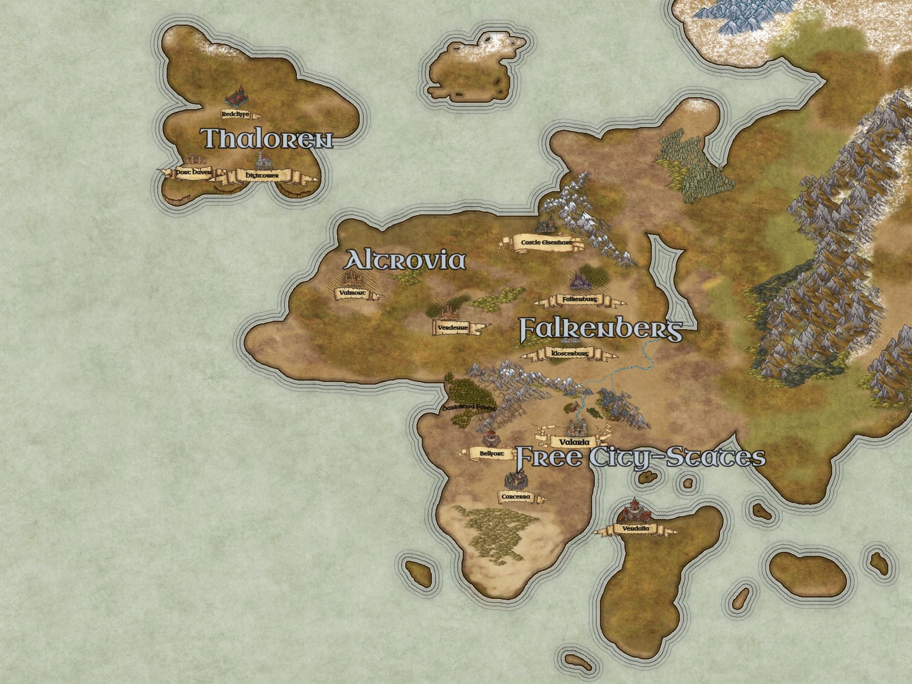 Map of the continent of Tirona
